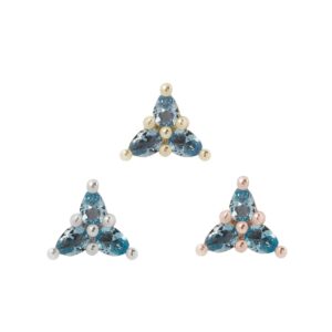 3 Little Pears Threadless End with London Blue Topaz