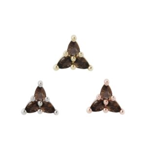 3 Little Pears Threadless End with Smoky Quartz
