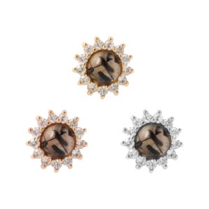 Delphine Threadless End with Tourmalinated Quartz