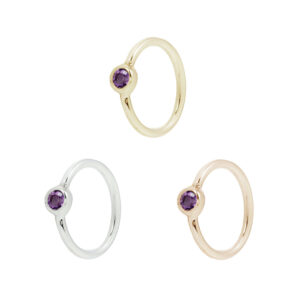 Fixed Bezel 2mm Side Set Facing Bead Ring with Amethyst