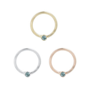 Fixed Bezel 2mm Bead Ring with London Blue Topaz