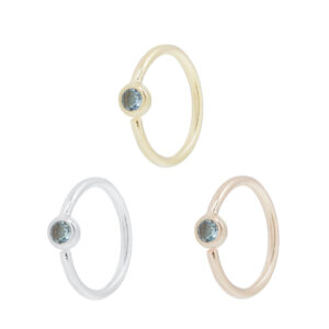Fixed Bezel 2mm Side Set Facing Bead Ring with London Blue Topaz