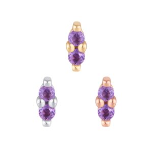 Mishka 2 Threadless End with Amethyst