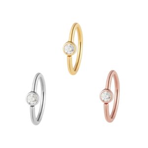 Fixed Bezel 2mm Side Set Facing Bead Ring with CZ