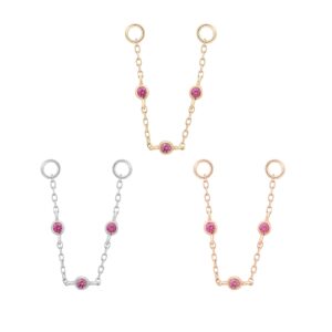 3 Bezel Bead Chain with Pink Sapphire