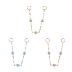 3 Bezel Bead Chain with London Blue Topaz