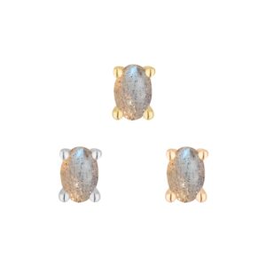 Oval Prong Threadless End with Labradorite
