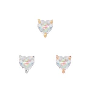 Heart Threadless End with Rainbow Moonstone