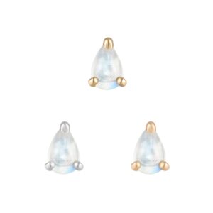 Pear Prong Threadless End with Rainbow Moonstone