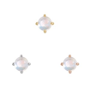 Prong Gem Threadless End with Rainbow Moonstone