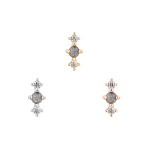 Ghost Flower Threadless End with Grey Diamond