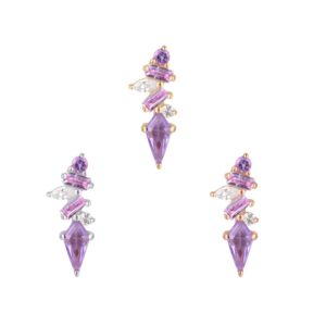 Mixt Threadless End with Amethyst + Pink Sapphire