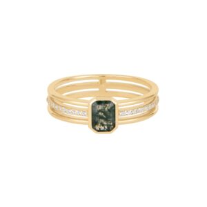 RION x Buddha Jewelry Discovery Finger Ring with Moss Agate