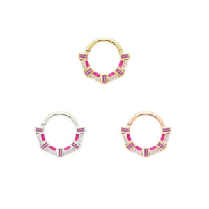 Lola Clicker with Pink Sapphire + Enamel