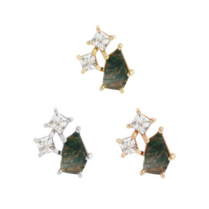 Lyra Threadless End with Moss Agate