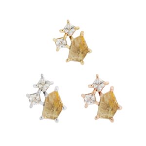 Lyra Threadless End with Rutilated Quartz