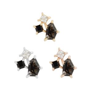 Lyra Threadless End with Tourmalinated Quartz + Black Spinel