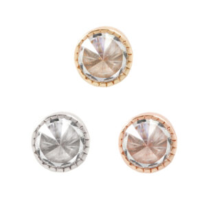 Milgrain Bezel Gem Threadless End with Reverse Set CZ