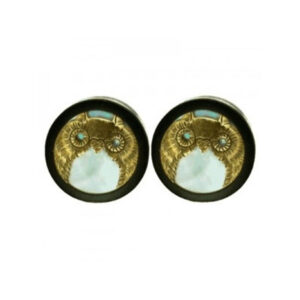 Owl Plugs - Brass + Mother of Pearl