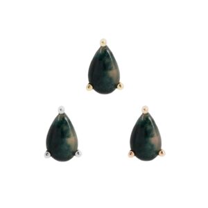 Pear Prong Threadless End with Moss Agate