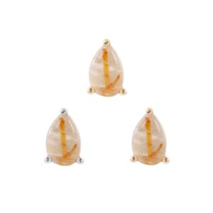 Pear Prong Threadless End with Rutilated Quartz