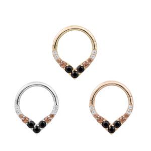 Rise + Shine Clicker with Black Spinel + Smoky Quartz Ombre