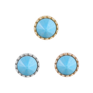 Round Accent Bezel Gem Threadless End with Reverse Set Turquoise