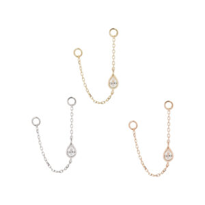 Bezel Teardrop Chain with CZ