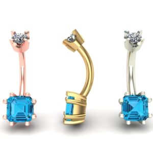 Asscher Prong Curved Barbell